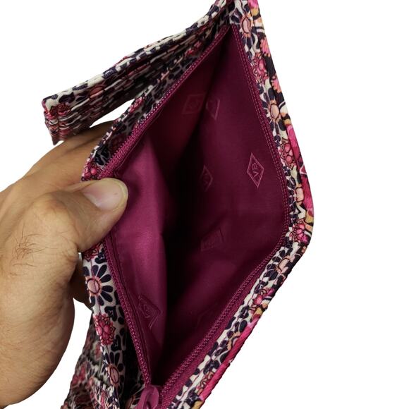 Vera Bradley Iconic RFID Riley Compact Tri-Fold Wallet Raspberry Medallion - Picture 7 of 7